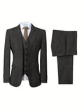 Nukty Mens Tweed Wool Herringbone Wedding Suit Prom Tuxedos 3pcs Peak Lapel Dress