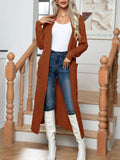 Nukty Long Sleeves Loose Solid Color Split-Joint Cardigan Coats