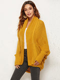 Nukty Casual Batwing Sleeves Loose Solid Color Cardigan Tops