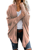 Nukty Casual Batwing Sleeves Loose Solid Color Cardigan Tops