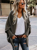 Nukty Casual Batwing Sleeves Loose Solid Color Cardigan Tops