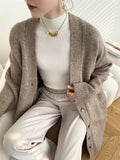 Nukty Urban Loose Solid Color Thick Thread Knitting Cardigan Coats