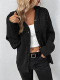 Nukty Wrap Buttoned Hooded Solid Color Cardigan