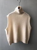 Nukty Casual Loose Sleeveless Solid Color High-Neck Sweater Vest Outerwear