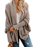 Nukty Casual Batwing Sleeves Loose Solid Color Cardigan Tops