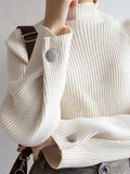 Nukty Simple Loose Solid Color High-Neck Sweater