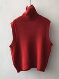 Nukty Casual Loose Sleeveless Solid Color High-Neck Sweater Vest Outerwear