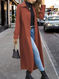 Nukty Long Sleeves Loose Buttoned Split-Joint Lapel Outerwear Trench Coats