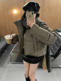 Nukty party look inspos Autumn Winter New Shiny Puffer Jacket for Women Korea Style Elegant Short Bread Jacket Female Cotton-Padded Coat Outerwear Chic