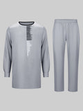 Nukty Men's Casual Long Sleeve Two-piece Set: Medium-Long Top and Pants