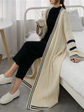 Nukty Urban Loose Contrast Color Striped Cardigan Coat