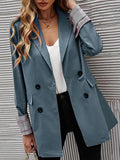 Nukty Long Sleeves Loose Buttoned Pockets Split-Joint Notched Collar Blazer Outerwear