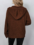 Nukty Wrap Buttoned Hooded Solid Color Cardigan