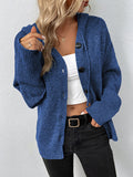 Nukty Wrap Buttoned Hooded Solid Color Cardigan