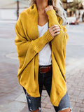 Nukty Casual Batwing Sleeves Loose Solid Color Cardigan Tops