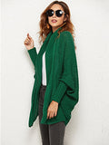 Nukty Casual Batwing Sleeves Loose Solid Color Cardigan Tops