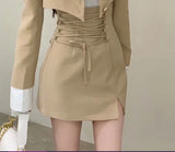 Nukty party look inspos 2 Piece Dress Set Women Casual Y2k Crop Tops Elegant Jacket Coats + Mini Skirts Korean Fashion Suits 2024 Spring Blazers Dress