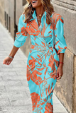 Nukty - Fashion Print Patchwork Turndown Collar Shirt Dress Dresses(9 colors)