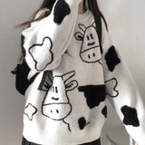 retro Y2K bear sweater coat female autumn new loose lazy fashion design sense of niche knitting couple tide brand sweater