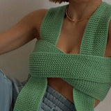 Sleeveless Knitted Crop Sweater Women Sexy Summer Fashion Vest Casual Jumper Crop Tank Top Female Pullover Y2K Women's Vest