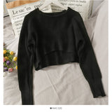 Nukty New Autumn Women Solid Sweater O-Neck Loose Sweater Pullover Crop Top Sweaters Shirts Femme Knit Outwear Jumpers