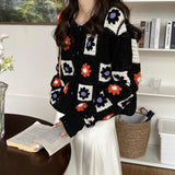 Nukty Women Loose Knitted Cardigan Fashion O-neck Long Sleeve Sweater Coat Female Chic Crochet Outerwear Spring New