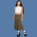 Nukty Vintage 90s Midi Skirt Women A-Line Y2K Skirts Harajuku Knee-Length Casual High Waist Party Streetwear Bodycon E-girl Skirts