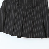Nukty New Spring Summer Chic Vintage Preppy Style Striped High-Waist Pleated Mini Skirt Thin Hot Girl A-Line Skirt Women Fashion