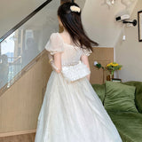Nukty Elegant Princess Dress Women Vintage Lace-up Party Long Fairy Dresses for Women Spring Victorian Wedding Midi Dress Korean