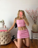 Nukty High Quality Summer Crop Top Women Fishbone Double Layer Pink PU Leather Sexy Crop Top Fashion Lady Clubwear Party