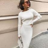 Tracksuit Women's Knitted Sweater Skirt Two Piece Set Women Slim Fit Crop Tops Female Sweater Skirts Suits Womens Outfits