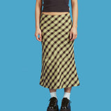 Nukty Vintage 90s Midi Skirt Women A-Line Y2K Skirts Harajuku Knee-Length Casual High Waist Party Streetwear Bodycon E-girl Skirts