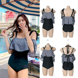 Korea Style Sexy Off Shoulder One Piece Swimsuit Women Sexy Bandage Bodysuit Monokini High Waist Swimwear Bathing Suit Beachwear