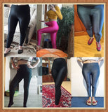 Nukty Women Shiny Gym Pants Fitness Leggings Candy Color Ankle Length Trousers Solid Fluorescent Spandex Elastic New Bottom