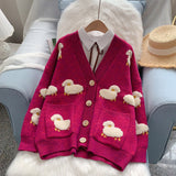 Women Winter Knit Sweater Coat V Neck Sheep Cardigans Christmas Sweaters Warm Knitwear Sueter Mujer Long Jacket