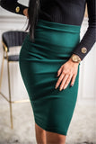 Nukty Sexy Solid Knee-Length Pencil Skirt Women Fashion Elastic High Waist Office Lady Bodycon Slim Knitted Casual Skirts