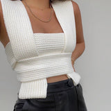 Sleeveless Knitted Crop Sweater Women Sexy Summer Fashion Vest Casual Jumper Crop Tank Top Female Pullover Y2K Women's Vest