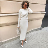Tracksuit Women's Knitted Sweater Skirt Two Piece Set Women Slim Fit Crop Tops Female Sweater Skirts Suits Womens Outfits