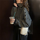 Women's Korean Striped Warm Turtleneck Sweater Casual All-match Long Sleeve New Autumn/Winter Campus Hot Sale