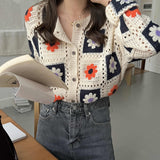 Nukty Women Loose Knitted Cardigan Fashion O-neck Long Sleeve Sweater Coat Female Chic Crochet Outerwear Spring New