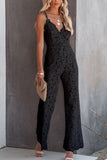 Lace Wide Leg Jumpsuit V-neck Fashion Sexy Sleeveless Backless Jumpsuits Patchwork Summer Sling Slim Women Jumpsuit