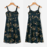 Nukty Summer chiffon holiday Women vest dress split casual summer dress flower print halter dress Slim