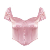 Women Summer Pink Camis Sexy Square Neck Vest Crop Croset Tops  Clubwear T Shirt Top Sleeveless Blouse Streetwear Ladies Tee