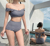 Korea Style Sexy Off Shoulder One Piece Swimsuit Women Sexy Bandage Bodysuit Monokini High Waist Swimwear Bathing Suit Beachwear