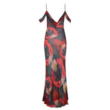 Sexy Print Maxi Dress Women Deep V Neck Bohemia Vintage Long Dress Summer Off Shoulder Club Holiday Party Elegant Beach Dresses