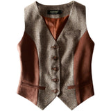 Nukty Women Vintage Ves  Autumn and Spring Slim Woolen Suit Vest Classic Official stitching Waistcoat