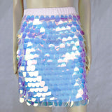 Shiny Mermaid Fish Scale Sequins A-line Skirts Women Sexy Fashion Colorful Round Sequined Dance Performance Mini Skirt Jupe