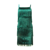 Nukty Sexy Nightclub Women's Sleeveless A-line Layered Fringe Trim Satin With Party Mini Dress