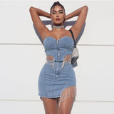 High Quality Summer Denim Jumpsuit for Women Blue Rompers Fashion Short Bodysuit Slim Jumpsuit Ladies Vestidos Removable Straps