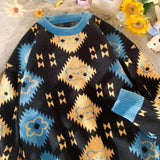 retro Y2K bear sweater coat female autumn new loose lazy fashion design sense of niche knitting couple tide brand sweater